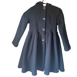 Copper Key Girls Black Fleece Hooded Dress Coat Jacket Size 7/8